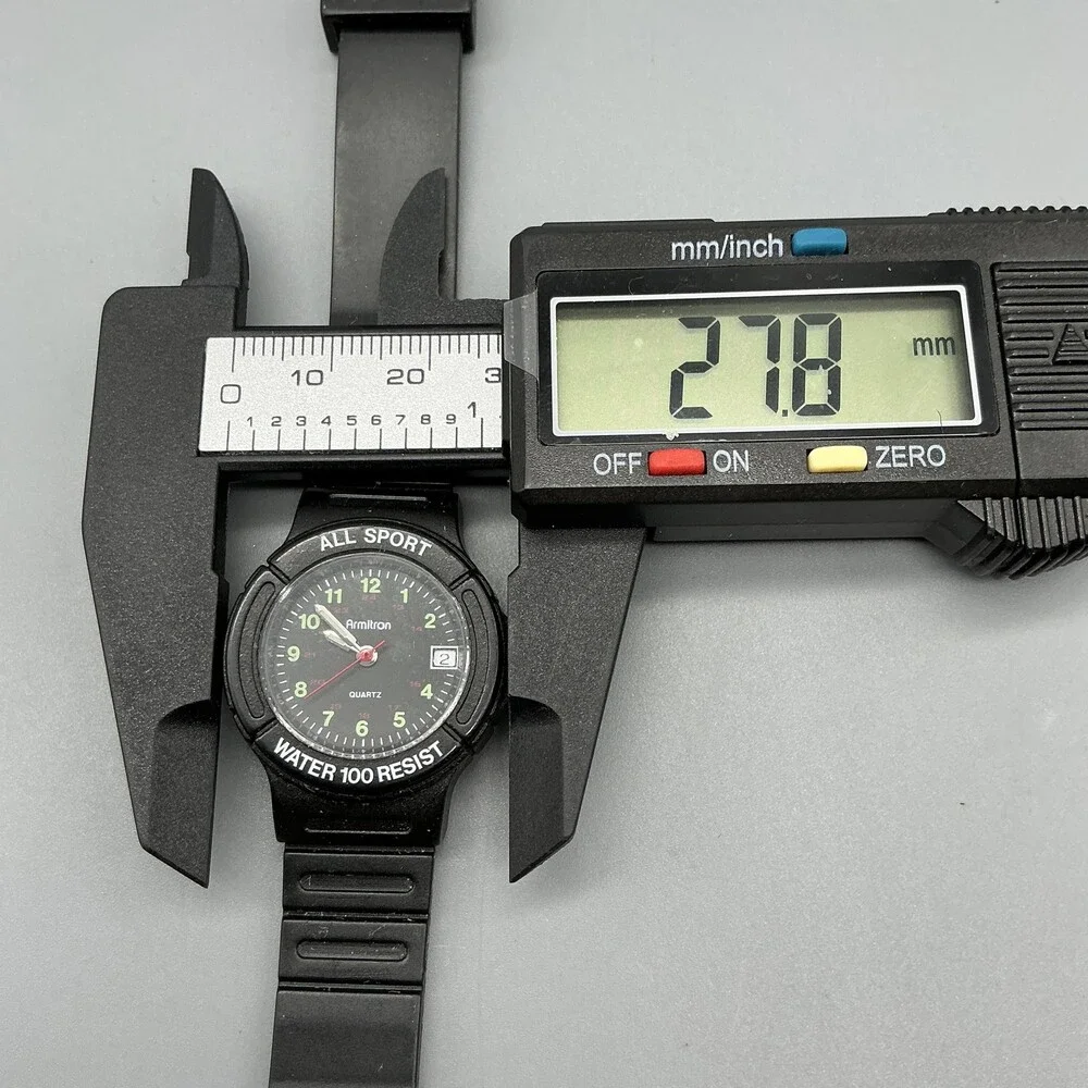 Vtg Armitron All Sport Mens Watch 28mm Black Dial Rubber Date New Battery